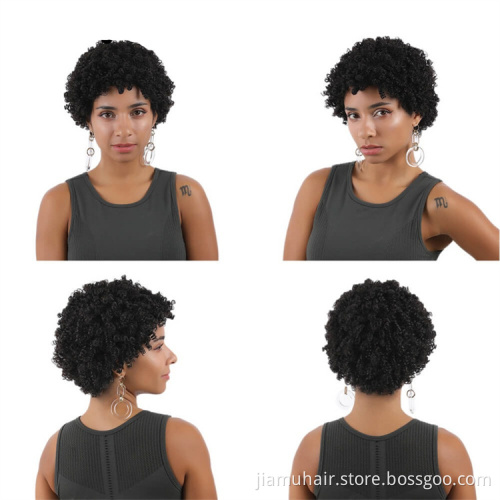 Synthetic Kinky Curly Wigs For Women Natural Black Short Afro Hair Female Cosplay Wigs Wholesale